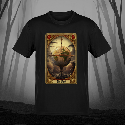 Death and Divine The World Tarot T-Shirt